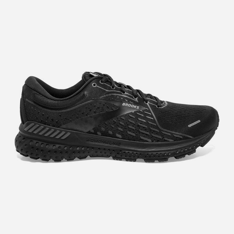 Brooks Men's Adrenaline Gts 21 Walking Shoes Singapore - Black/White/Charcoal/Ebony (97460-NSGU)